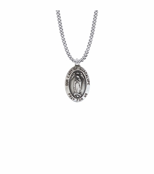1-1/16 Inch Pewter Oval Our Lady of Guadalupe Medal