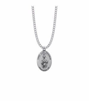 1-1/16 Inch Sterling Silver Large Oval St. Jude Medal, Patron Saint of Hopeless Causes and Desperation
