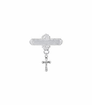 1-1/16 x 11/16 Inch Sterling Silver Baby Tube Crucifix Bar Cross Pin