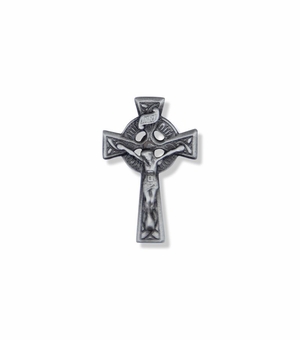 1-1/16 x 3/4 Inch Pewter Celtic Crucifix Pin