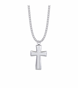 1-1/2 Inch Sterling Silver Flared Ends Cross Necklace