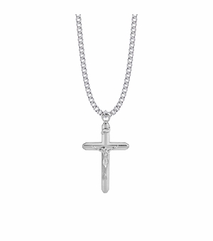 1-1/2 Inch Sterling Silver Multi-Line Crucifix Necklace