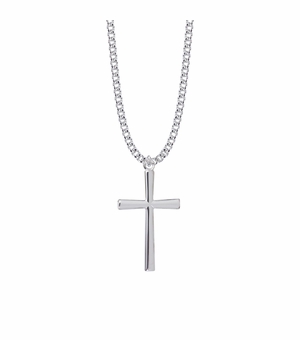 1-1/2 Inch Sterling Silver Narrow Cross Necklace