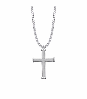 1-1/2 Inch Sterling Silver Outlined Inner Cross Necklace