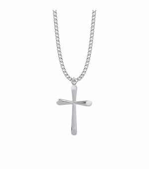1-1/2 Inch Sterling Silver Tube Style with Flat Ends Cross Necklace