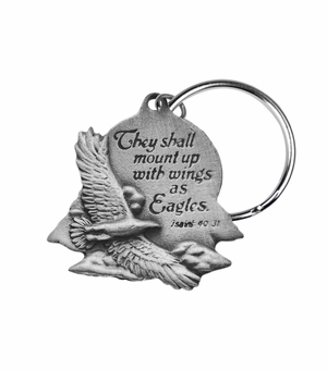 1-1/2 x 1-1/2 Inch Fine Pewter Eagle Inspirational Key Chain