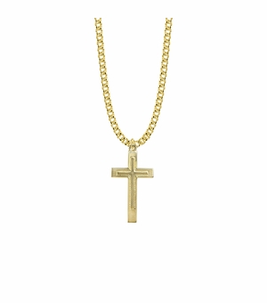 1-1/4 Inch 14KT Gold Plated Over Sterling Silver Lined Inner Cross Necklace