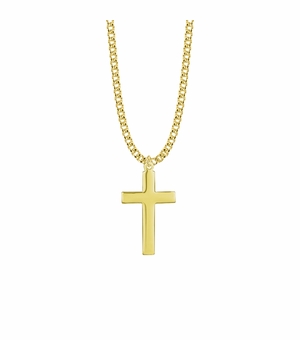 1-1/4 Inch Gold Plated Cross Necklace