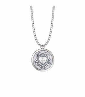 1-1/4 Inch Nickel Silver Round Lutheran Rose Medal