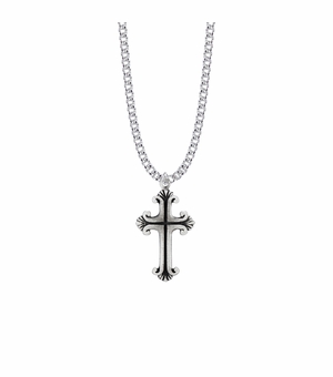 1-1/4 Inch Pewter Budded Ends Cross Necklace
