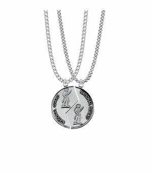 1-1/4 Inch Round Sterling Silver National Guard Mizpah Medal with Genesis 31:48-50 Verse on Back