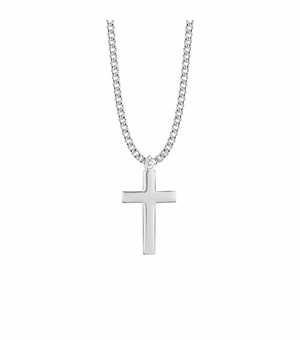 1-1/4 Inch Silver Plated Cross Necklace