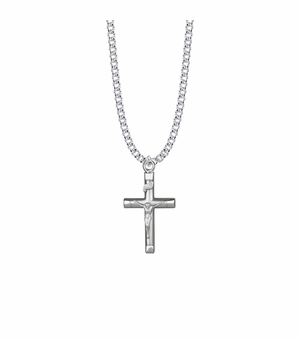 1-1/4 Inch Sterling Silver Bright Ends Crucifix Necklace