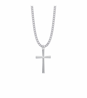 1-1/4 Inch Sterling Silver Flared Cross Necklace