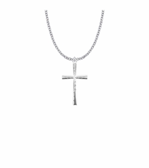 1-1/4 Inch Sterling Silver Flared Engraved Cross Necklace