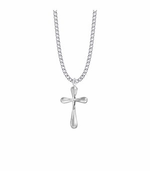 1-1/4 Inch Sterling Silver Inner Cross and Round Ends Cross Necklace