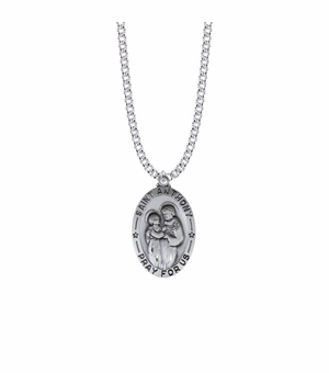 1-1/4 Inch Sterling Silver Large Oval St. Anthony Medal, Patron Saint of Lost Articles