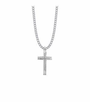 1-1/4 Inch Sterling Silver Lined Inner Cross Necklace