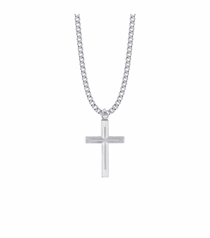 1-1/4 Inch Sterling Silver Multi Line Cross on Cross Necklace