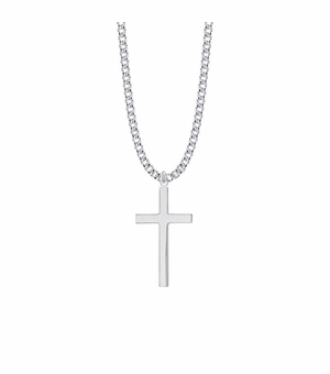 1-1/4 Inch Sterling Silver Plain Cross Necklace