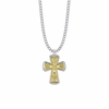 1-1/4 Inch Two Tone Sterling Silver Four Way Medal