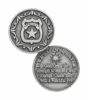 1-1/4 x 1-1/4 Inch Round Fine Pewter Police Inspirational Pocket Token