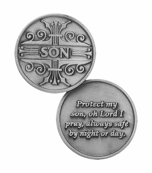 1-1/4 x 1-1/4 Inch Round Fine Pewter Son Inspirational Pocket Token