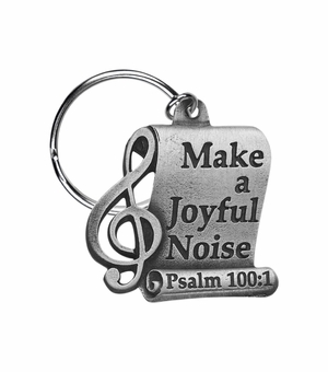 1-1/4 x 1-5/16 Inch Fine Pewter Joyful Music Key Chain