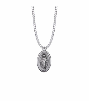 1-1/8 Inch Pewter Large Oval Miraculous Medal