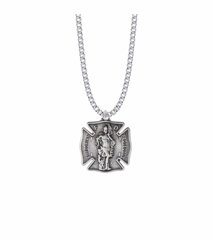 1-1/8 Inch Pewter St.Florian Shield Medal, Patron Saint of Firefighters