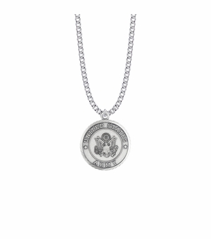1-1/8 Inch Round Nickel Silver U.S. Army Symbol Medal with St. Michael on Back