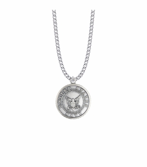 1-1/8 Inch Round Nickel Silver U.S. Navy Medal with Christ Strengthens Me on Back
