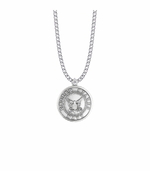 1-1/8 Inch Round Nickel Silver U.S. Navy Medal with St. Michael on Back