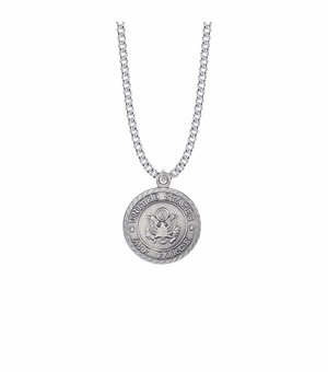 1-1/8 Inch Round Pewter U.S. Air Force Medal with Cross and Philippians 4:13 on the Back (Not Available - License Pending)