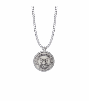 1-1/8 Inch Round Pewter U.S. Navy  Medal with Cross and Philippians 4:13 on the Back