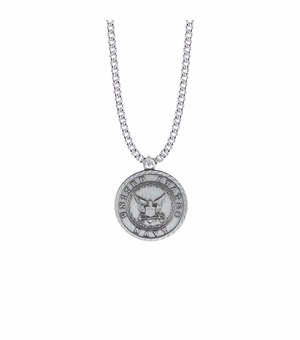 1-1/8 Inch Round Pewter U.S. Navy Medal with St. Michael on Back