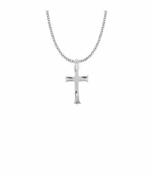 1-1/8 Inch Sterling Silver Budded Ends Cross Necklace