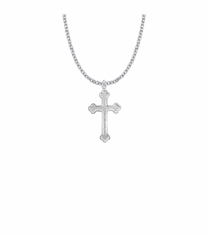1-1/8 Inch Sterling Silver Budded Ends Cross Necklace