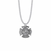 1-1/8 Inch Sterling Silver Firefighter Shield Medal with St. Florian on Back, Patron Saint of Firefighters