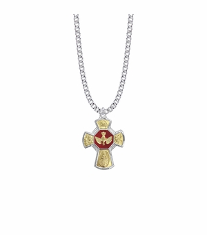 1-1/8 Inch Sterling Silver Two-Tone Enameled Five Way Medal