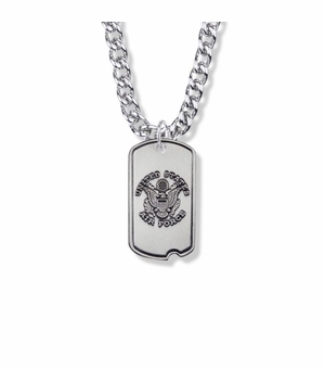1-1/8 Inch Sterling Silver U.S. Air Force Dog Tag with Cross and Philippians 4:13 on Back (Not Available - License Pending)