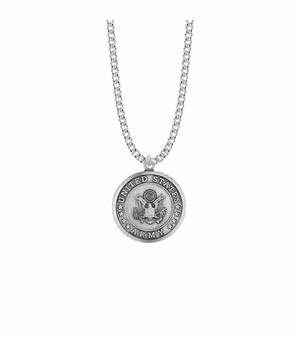 1-1/8 Inch Sterling Silver U.S. Army Symbol Medal with St. Michael on Back