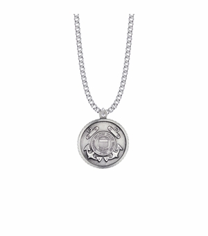 1-1/8 Inch Sterling Silver U.S. Coast Guard Medal with St. Michael on Back
