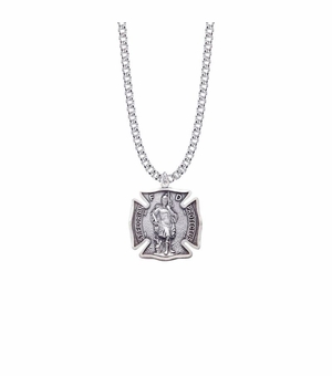 1-1/8 Sterling Silver St. Florian Shield Medal, Patron Saint of Firefighters