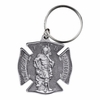 1-1/8 x 1-1/2 Inch Fine Pewter St. Florian, Patron Saint of Fire Fighters Maltese Cross Key Chain