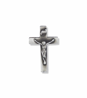 1-1/8 x 3/4 Inch Pewter Crucifix Pin