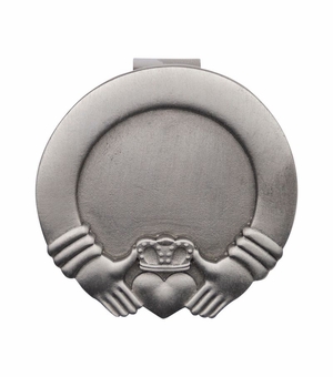 1-15/16 x 1-7/8 Inch Fine Pewter Claddagh Visor Clip