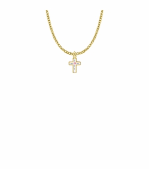 1/2 Inch 14KT Gold Filled Enameled Rose Cross Necklace