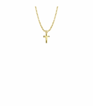 1/2 Inch 14KT Gold Plated Over Sterling Silver Diamond Engraved Cross Necklace