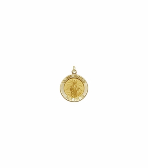 1/2 Inch 14KT Gold Round St. Jude Medal, Patron Saint of Hopeless Causes and Desperation